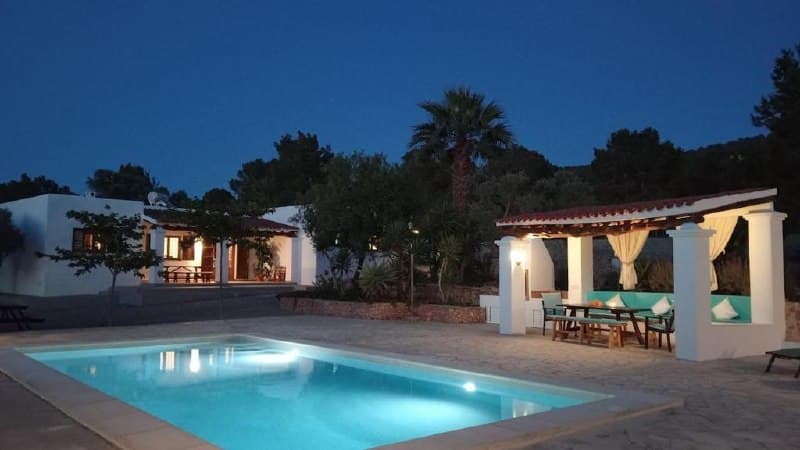 Villa pool at night
